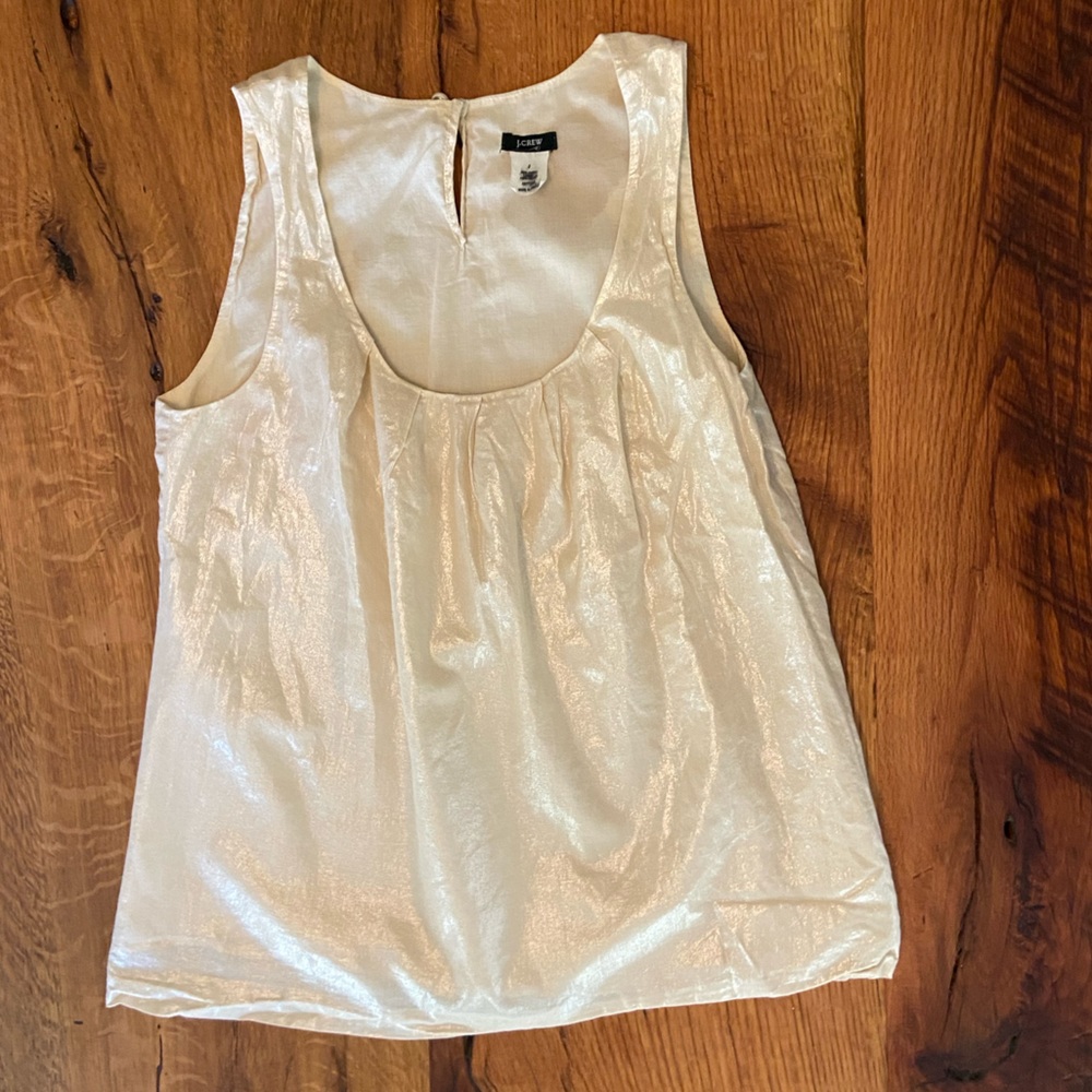 J. Crew Lined Sparkly Top in Beautiful Champagne Color, Perfect to Layer, Size 0